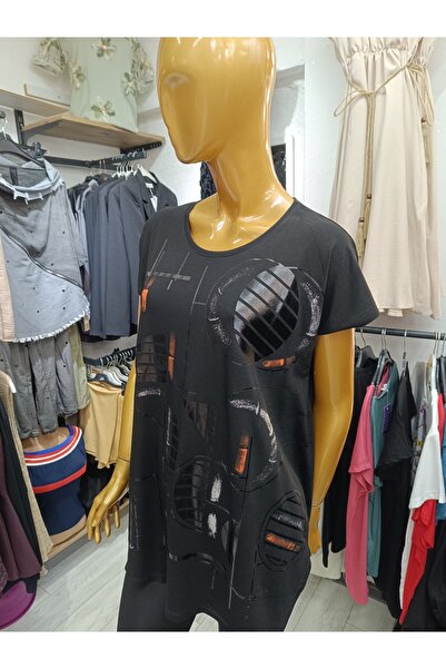 Generic Brand Large Size Flexible Fabric Crew Neck Front Printed Blouse