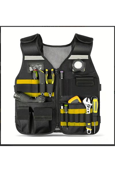 YETİŞENLER Electrician Vest Multi-Purpose Tool Vest for Woodworkers, Construction Workers