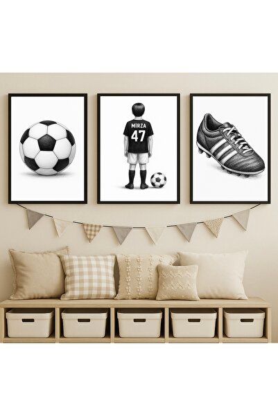For Art Atölye Futbol temalı Özel İsim Erkek Çocuk Odası Tablo Seti