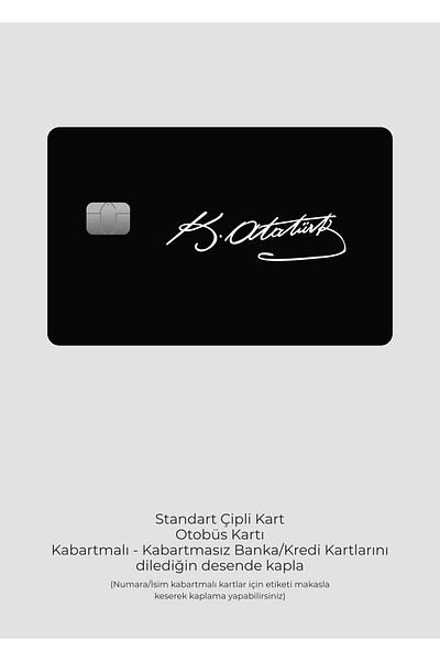 hediyenebak Mustafa Kemal Atatürk Signed |   Card Covering Sticker |   Compatible for Credit/Debit Card