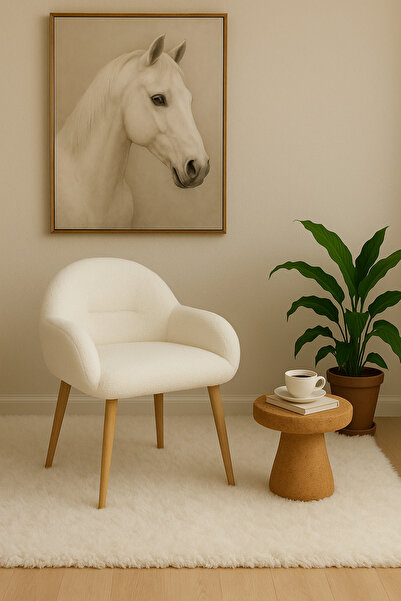 arge demo Tokyo Ahşap Ayaklı Retro Puf Minimal Berjer Makyaj Masası Sandalyesi Çok Amaçlı Berjer