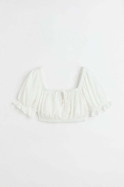 H&M Puff-sleeved crêpe blouse