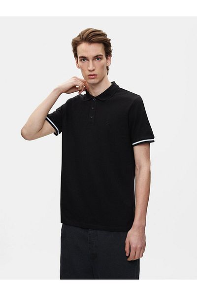 Ltb Κοντομάνικο μπλουζάκι Polo Neck Basic Regular μαύρο