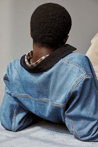 H&M Regular Fit Corduroy-collared denim jacket