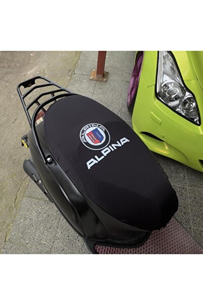 CEBECİOTO Alpina Black Patterned Combed Cotton Motorcycle Cover - Engine Comp...