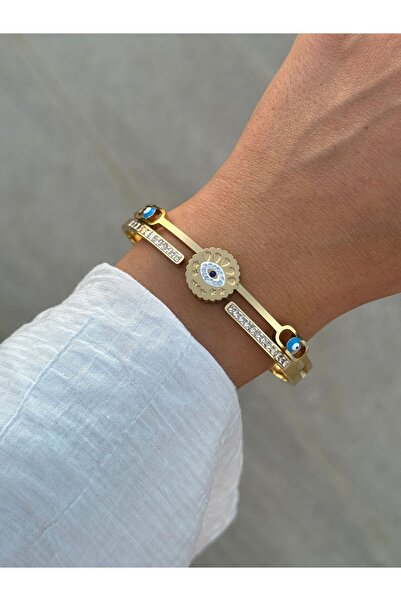 İNN JEWELLERY سوار بمشبك فولاذي مع شكل عين مضاد للتشوه (ضمان المستورد لمدة عامين)