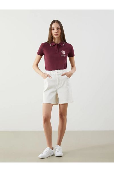 LC Waikiki Lcwaikiki Classic White Elastic Waist Women's Jean Shorts
