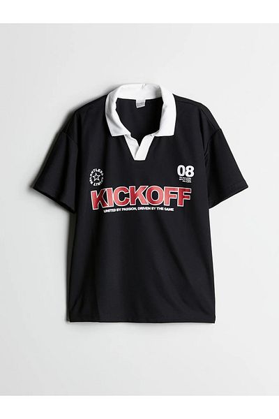 LC Waikiki Black Polo Collar Boys' T-Shirt and Shorts