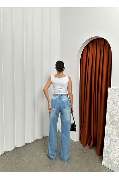 eyonnwear Trend Ripped Model Baggy Pocket Star Jean Pants