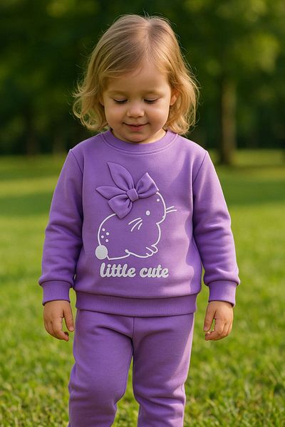 Krazber Rabbit Printed Girl's Tracksuit Set
