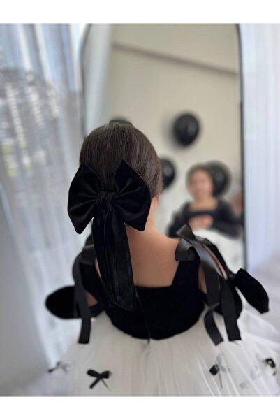 Sare Çocuk Giyim Black White Princess Girl Kid Party Birthday Fluffy Tutu Evening Dress Gown + Buckle + Bow Oversleeve