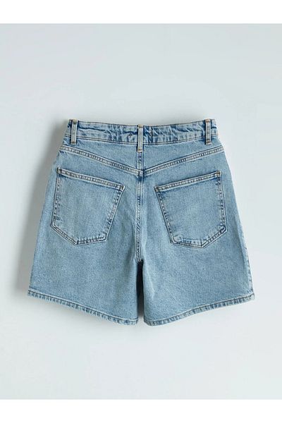 LC Waikiki Pantaloni scurți de jeans pentru femei XSIDE Blue Mom Fit cu talie înaltă