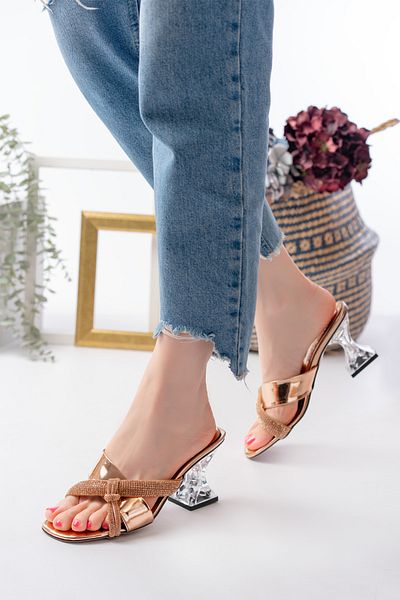 Santamarina Women's Mabelle Gold Transparent Heeled Slippers