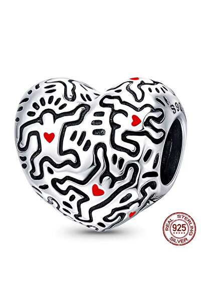 Lovecharm سحر الفضة كيث هارينج خط الفن الناس