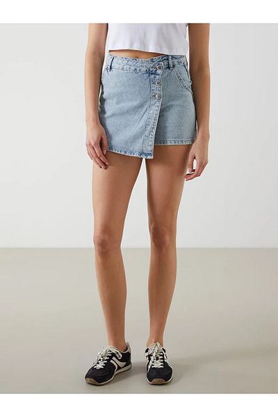 LC Waikiki Lcw jeans indigo standard fit women's jean shorts skirt