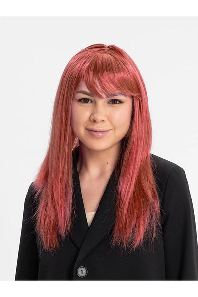 Skygo Red Color Straight Cut Long Party Wig False Hair