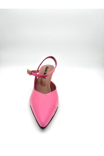 Mariolucci Women's Ankle Strap Heeled Shoes Candy Pink Genuine Leather