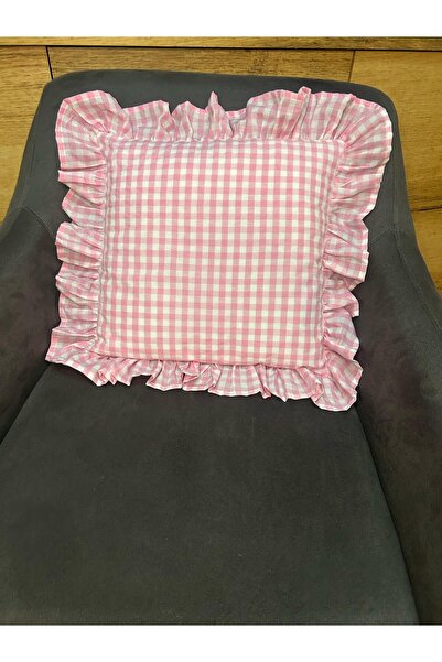 Angels' Collection Vintage Gingham Frilly Throw Pillow Cover Single