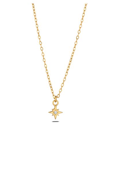 ELLI Halskette Kette mit Stein Damen Stern Anhänger Feine Gliederkette Glaskristalle Xilion Schliff Weiß 925