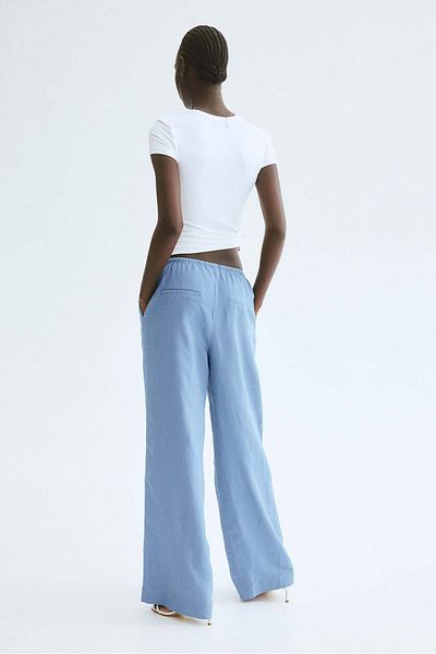 H&M Straight Linen-blend Trousers