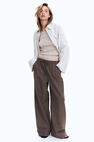 H&M Wide Linen-blend Trousers