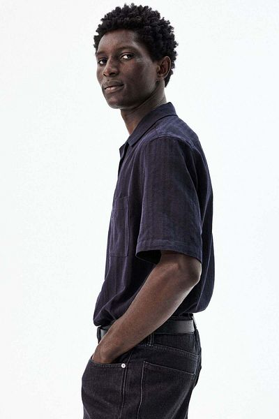 H&M Regular Fit Linen-blend resort shirt