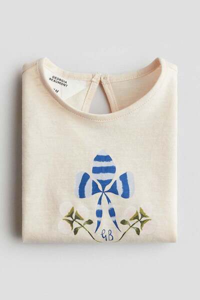 H&M بلوزة قطنية بنقشة مطبوعة