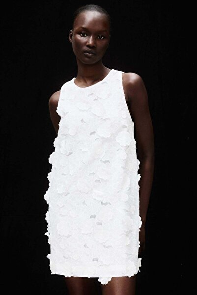 H&M Appliquéd linen-blend shift dress