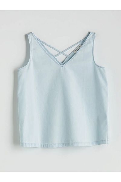 LC Waikiki Bluză LCWAIKIKI Classic Indigo cu decolteu în V