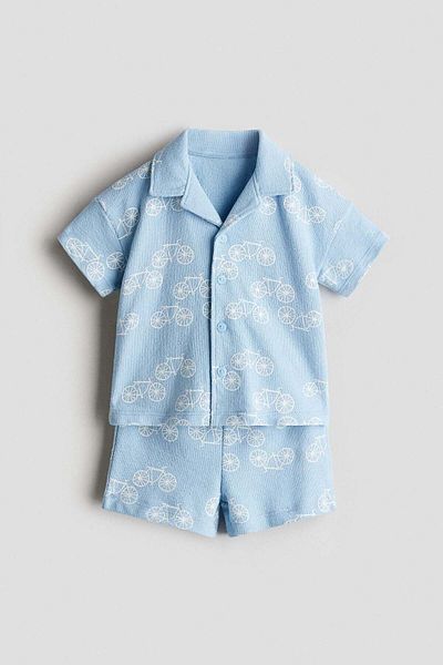 H&M 2-piece terry resort shirt and shorts set