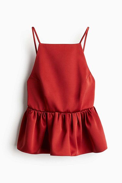H&M بلوزة بأشرطة بيبلوم