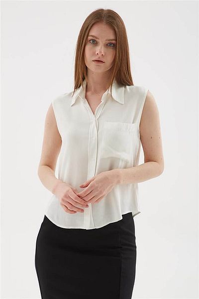 Fashion Friends Sleeveless Ecru Women's Shirt 25Y0382K1