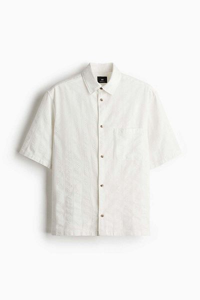H&M Regular Fit Textured short-sleeved shirt