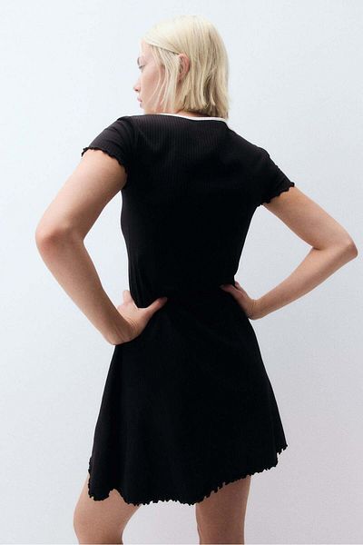 H&M Overlock-detail Flared-skirt Dress