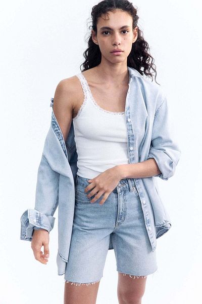 H&M بلوزة بدون أكمام مزينة بالدانتيل