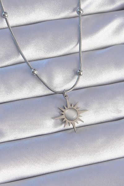 Skygo 316L Steel Silver Color Pearlescent Star Model Necklace - Tj-Bko8890