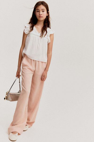 H&M Frill-trimmed Cotton Blouse