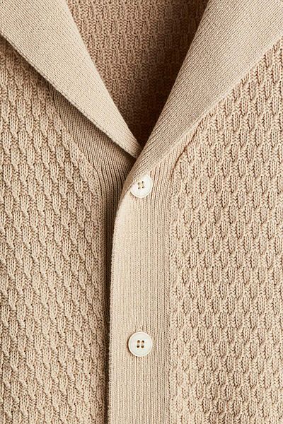 H&M Regular Fit Textured-knit Resort Shirt