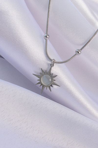Skygo 316L Steel Silver Color Pearlescent Star Model Necklace - Tj-Bko8890