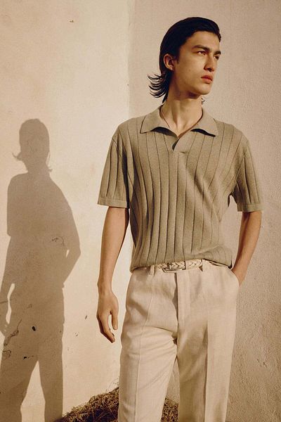 H&M Regular Fit Linen-blend Polo Shirt