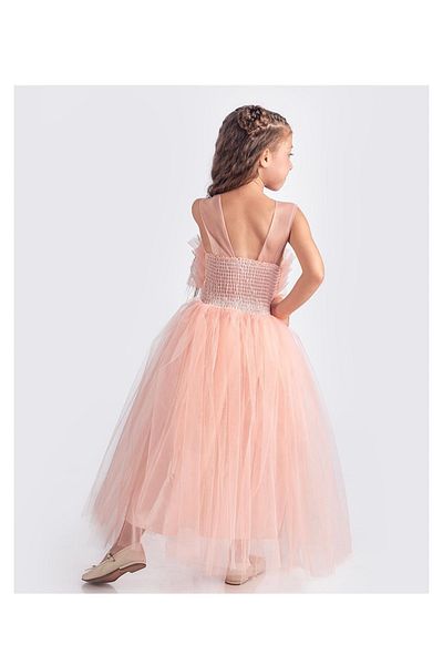 Mnk Baby&Kids Rochie de seara din satin pentru fete - Model Sapes, Spate si Tulle, Bretele - MNK0618 SOMON