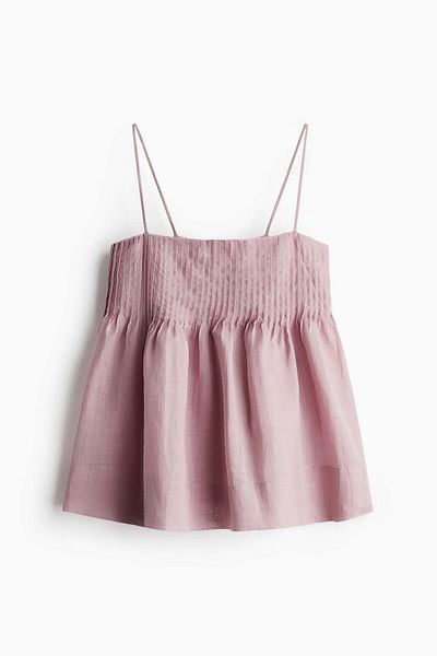 H&M Pintucked ramie strappy top