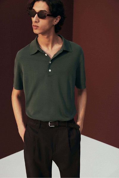 H&M Regular Fit Fine-knit Polo Shirt