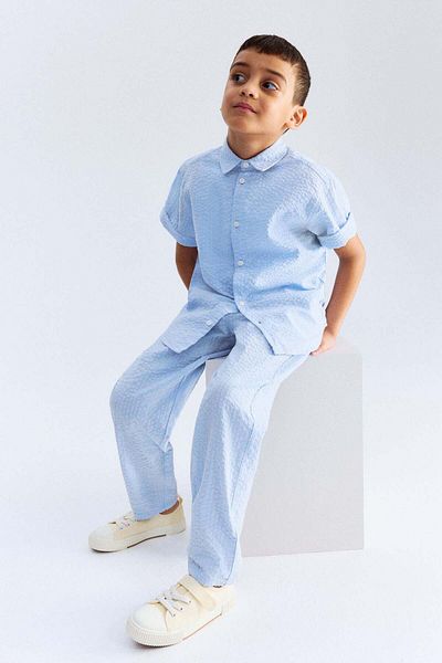 H&M Cotton seersucker trousers