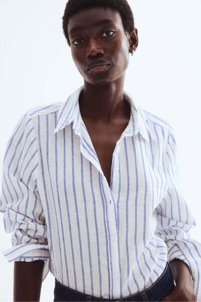 H&M قميص من مزيج الكتان