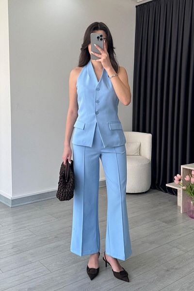 ECEMİ Leila Blue Vest Pants Set