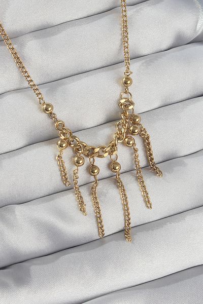 Skygo 316L Steel Chain Gold Color Topcuk Detail Dangle Chain Necklace - Tj-Bko8911