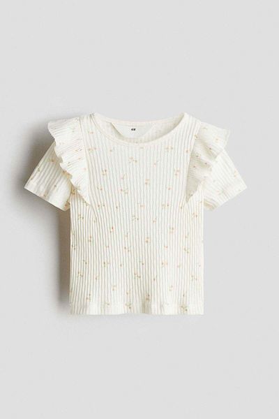 H&M Flounce-trimmed Cotton Top