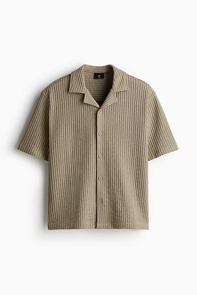 H&M Loose Fit Waffled Resort Shirt
