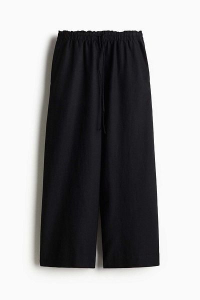 H&M Cropped Linen-blend Trousers